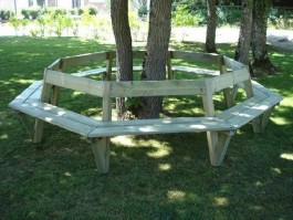 Banc tour d'arbre octogonal avec dossier