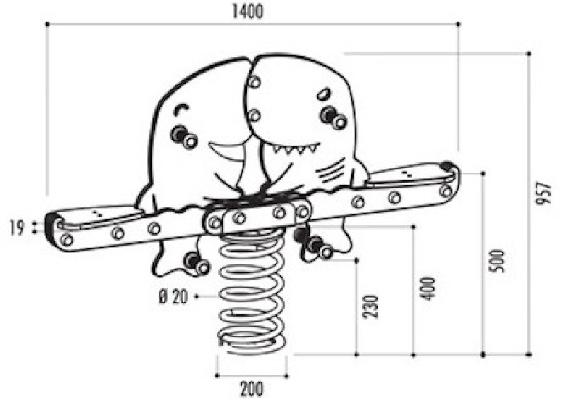 Requins jeux sur ressort 2 places