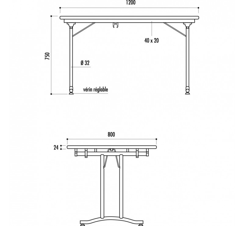 Table pliante 120 x 80 cm
