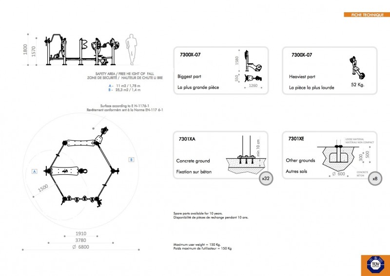 Parcours de remise en forme pour plage ou gazon