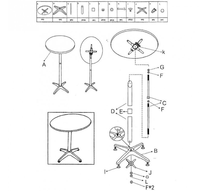 Table mange debout aluminium