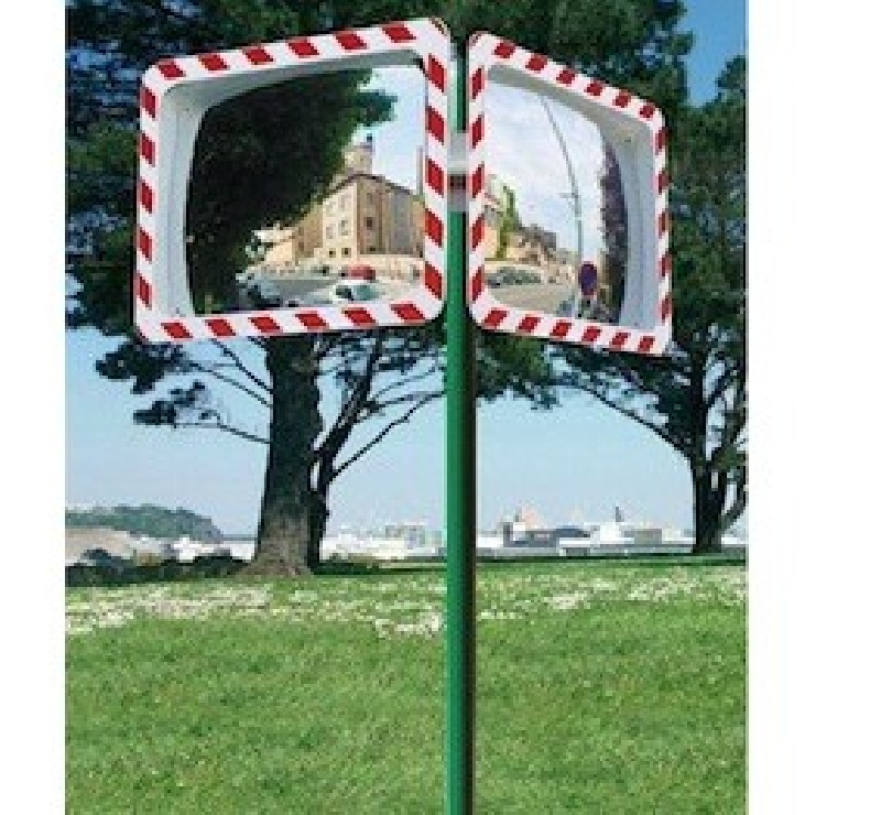 Poteau pour miroir de voirie