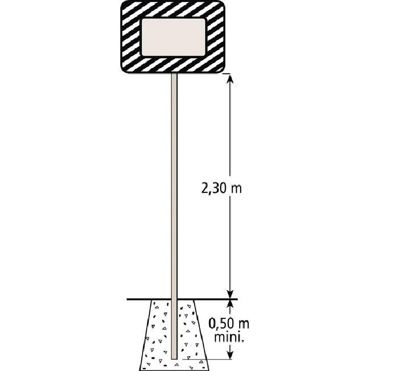 Poteau pour miroir de voirie