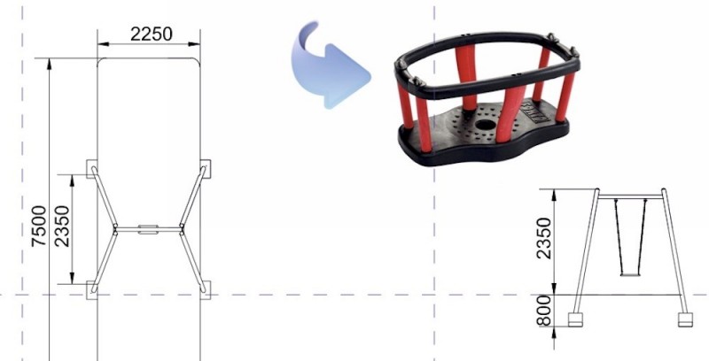 Portique balançoire pour collectivité