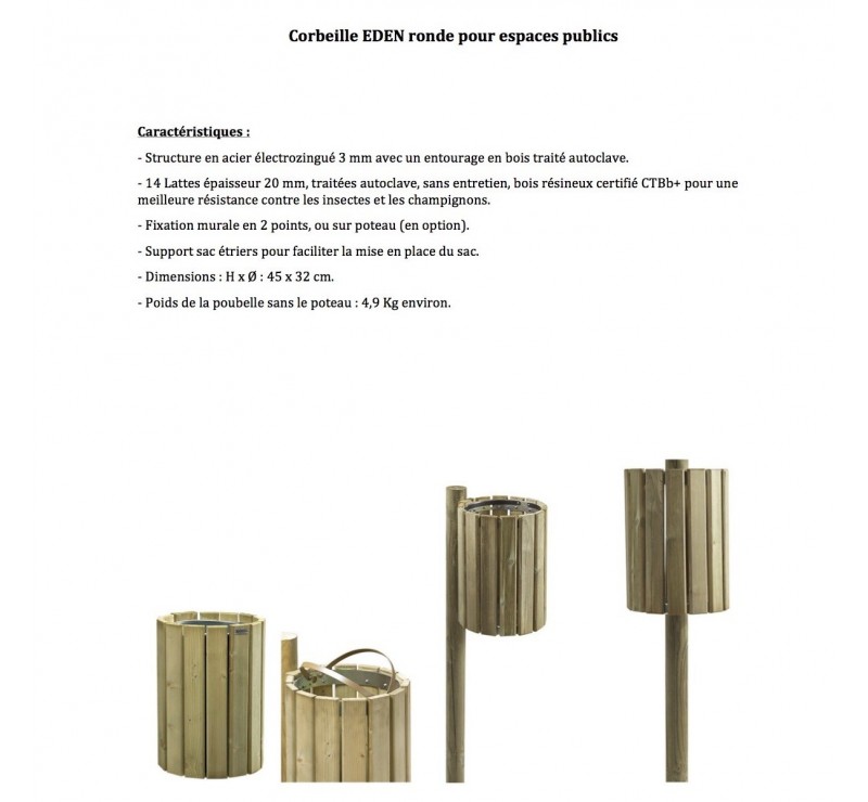 Corbeille Eden 20L Ronde Corbeille Eden 20L Ronde
