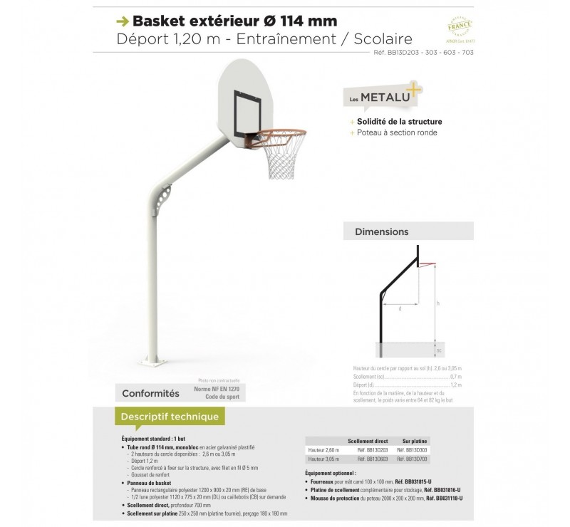 But de basket pour l'entrainement (tube rond)
