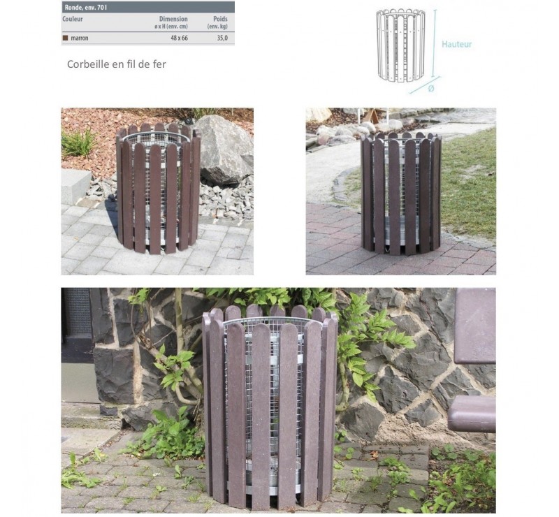 Corbeilles rondes en plastique recyclé 