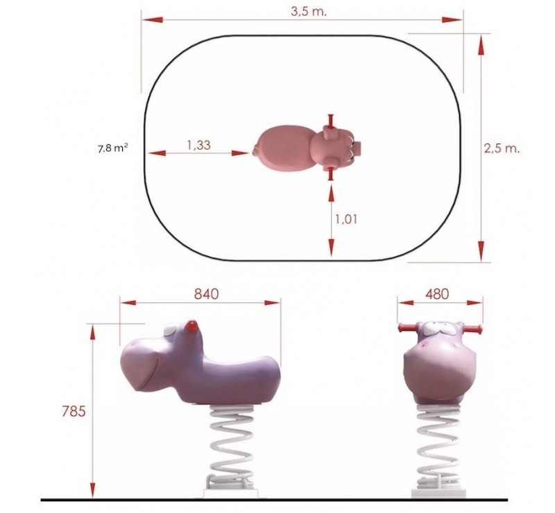 Hippo 3D jeu sur ressort