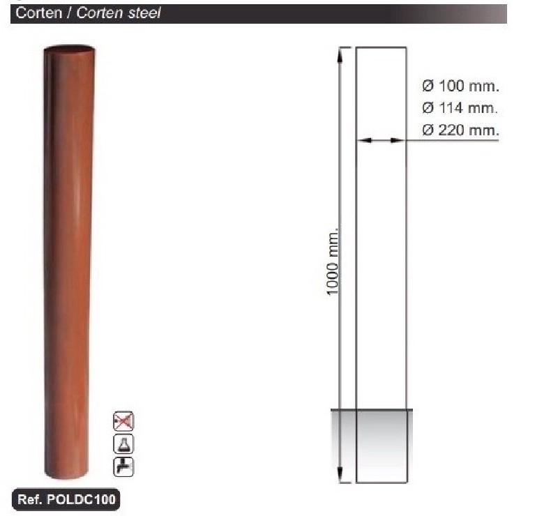 Lot de 10 potelets urbain corten