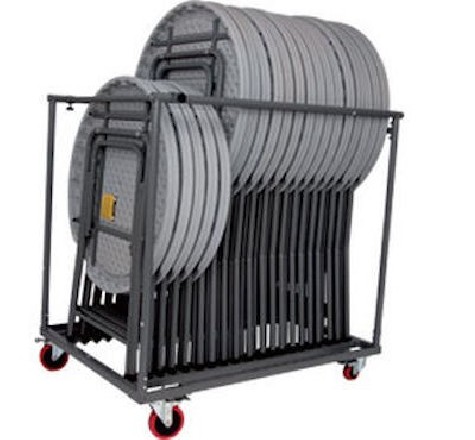 Chariot pour tables hautes rondes