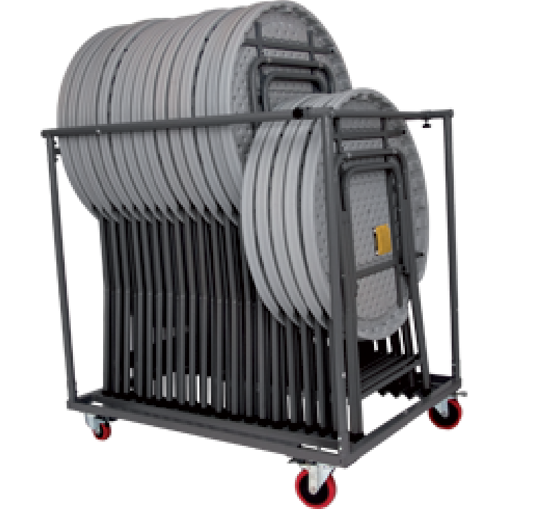 Chariot pour tables hautes rondes