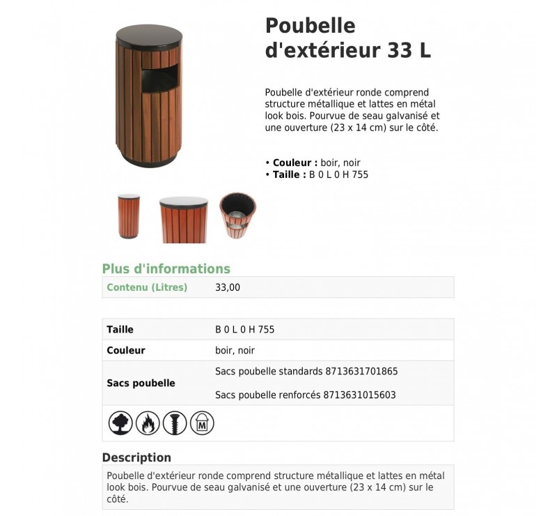 Corbeille Paris 33 L