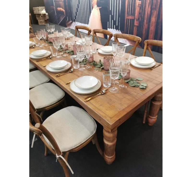 Table rustique démontable en bois d'orme