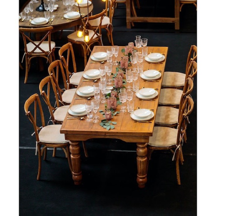 Table rustique démontable en bois d'orme