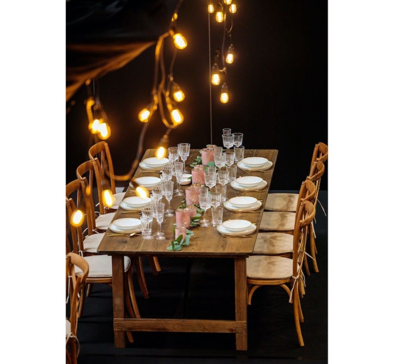 Table rustique démontable en bois d'orme