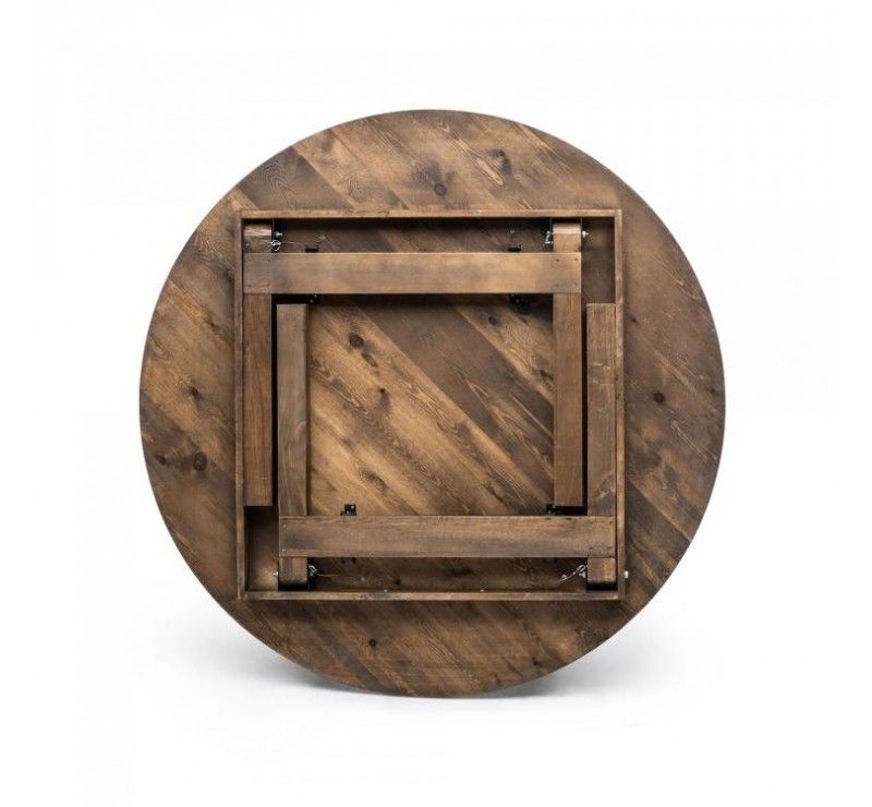 Table ronde pliante en bois d'orme