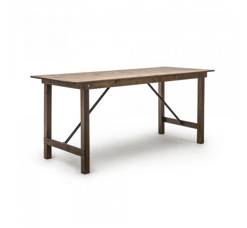 Table haute rustique pliante en pin massif