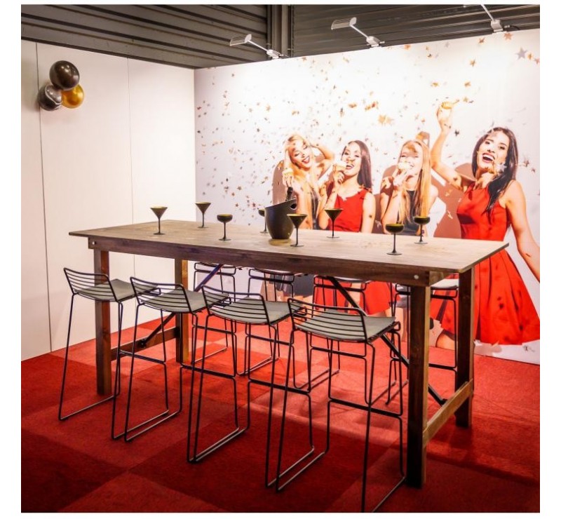 Table haute rustique pliante en pin massif