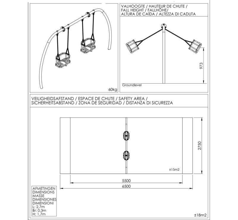 BALANÇOIRE BÉBÉ DOUBLE (2 SIÈGES BÉBÉ DE SÉCURITÉ)