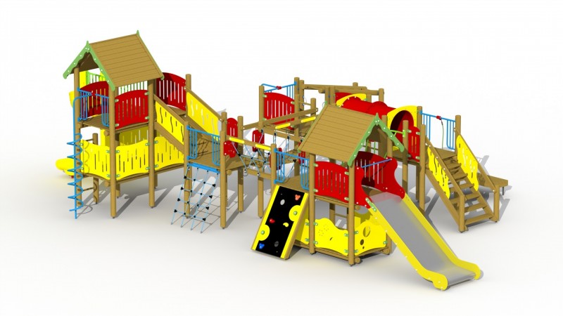 AIRE DE JEUX AVEC DES GRANDES STRUCTURES COMBINÉES