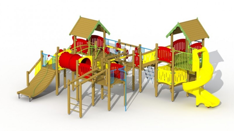 AIRE DE JEUX AVEC DES GRANDES STRUCTURES COMBINÉES