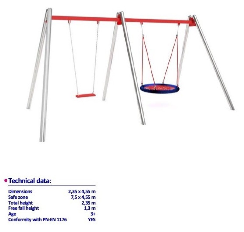 1 balançoire nacelle + 1 balançoire siège (enfants ou bébé au choix)