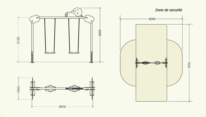 Balançoire inox Nuage