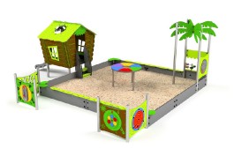 BAC À SABLE AVEC UNE MAISON