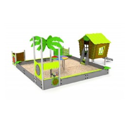 BAC À SABLE AVEC UNE MAISON