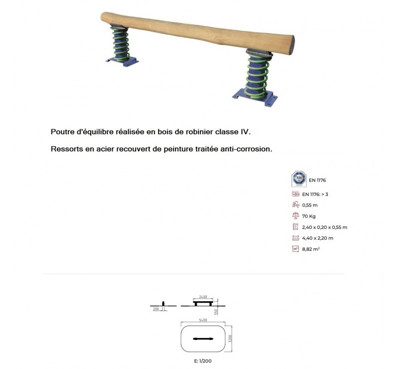 La poutre en bois de robinier pour enfants