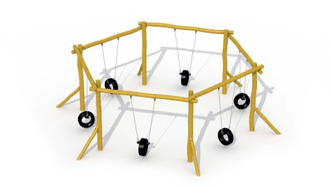 Balançoire de robin en hexagonale en bois de robinier