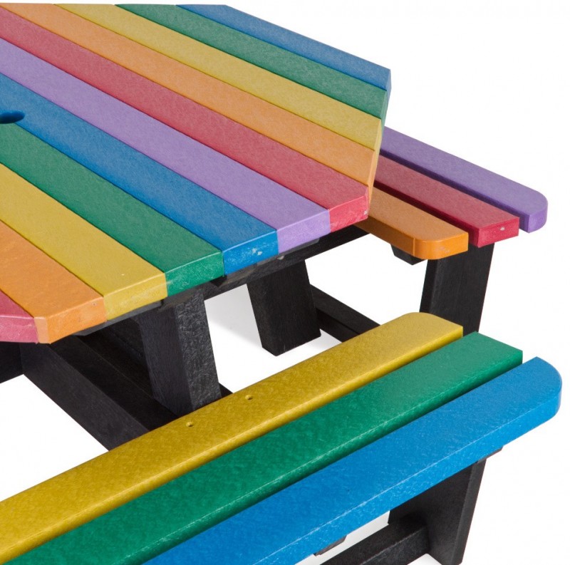 Table pique-nique octogonale en plastique recyclé Table pique-nique octogonale en plastique recyclé