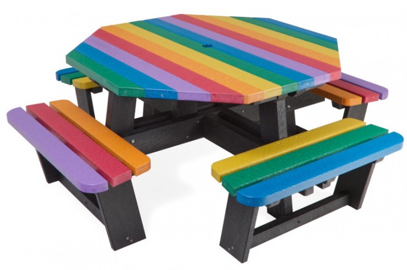Table pique-nique octogonale en plastique recyclé Table pique-nique octogonale en plastique recyclé