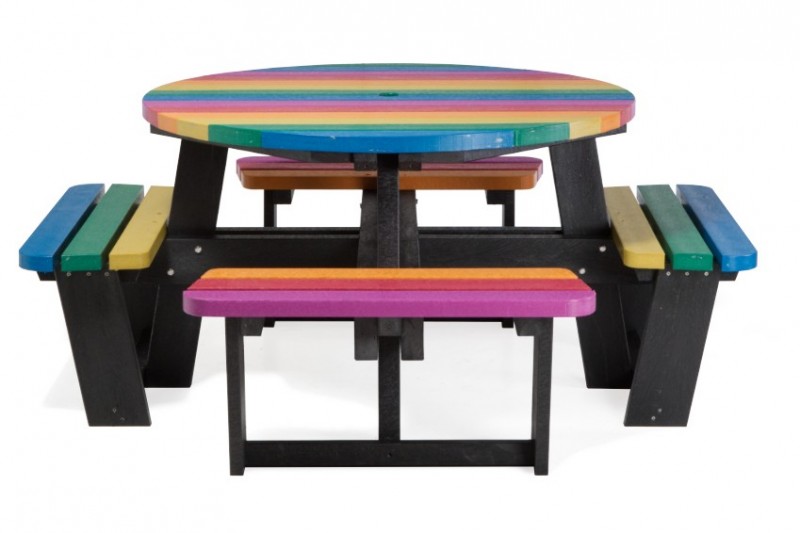 Table pique-nique ronde en plastique recyclé