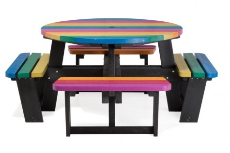 Table pique-nique ronde en plastique recyclé