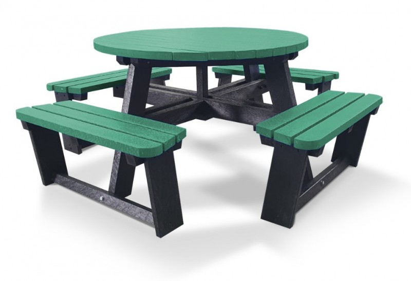 Table pique-nique ronde en plastique recyclé