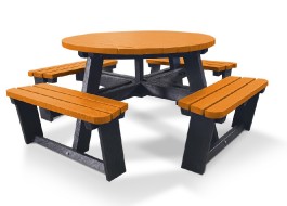 Table pique-nique ronde en plastique recyclé