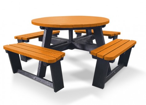 Table pique-nique ronde en plastique recyclé