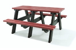 Table pique-nique en plastique recyclé rouge