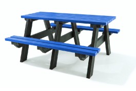 Table pique-nique en plastique recyclé bleue