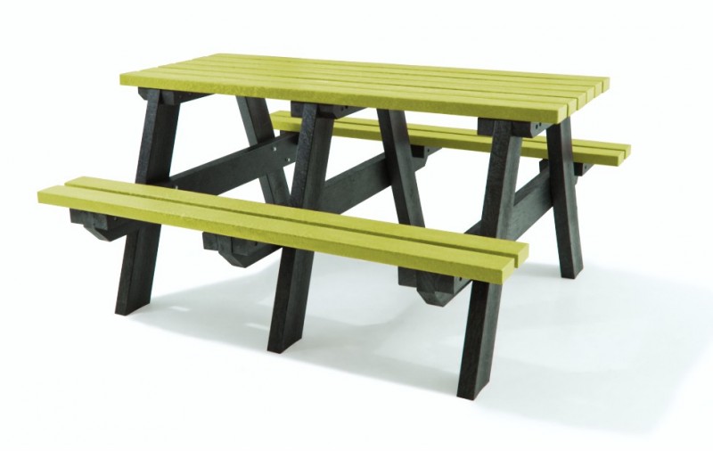 Table pique-nique en plastique recyclé lime Table pique-nique en plastique recyclé lime