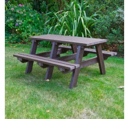 Table pique-nique en plastique recyclé effet bois