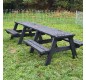 Table pique-nique en plastique recyclé noir PMR 8 ou 10 places assises
