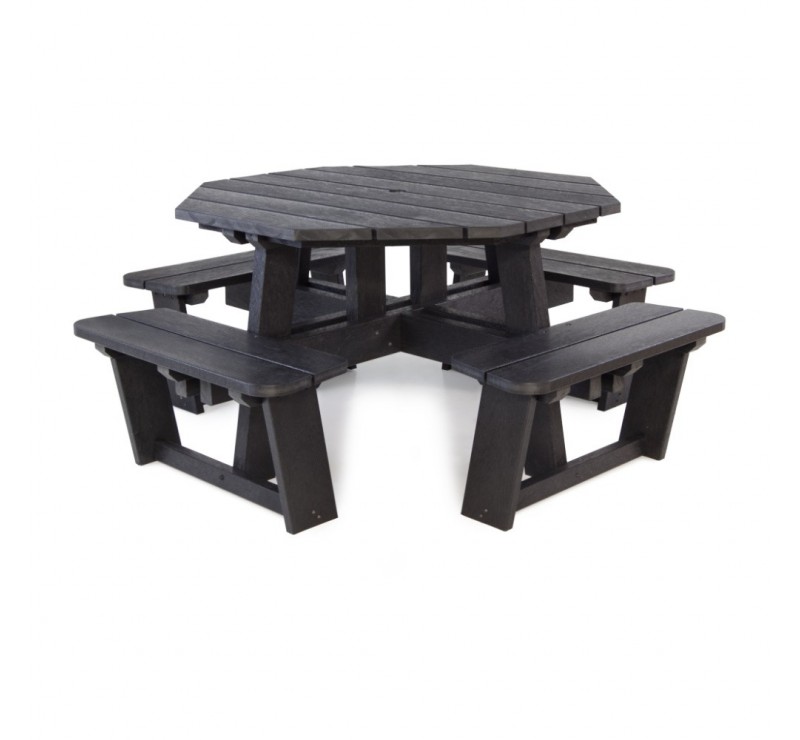 Table de pique-nique octogonale en plastique recyclé Noir Table de pique-nique octogonale en plastique recyclé Noir