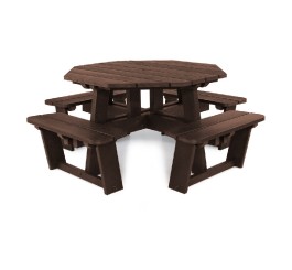 Table de pique-nique octogonale en plastique recyclé Brun
