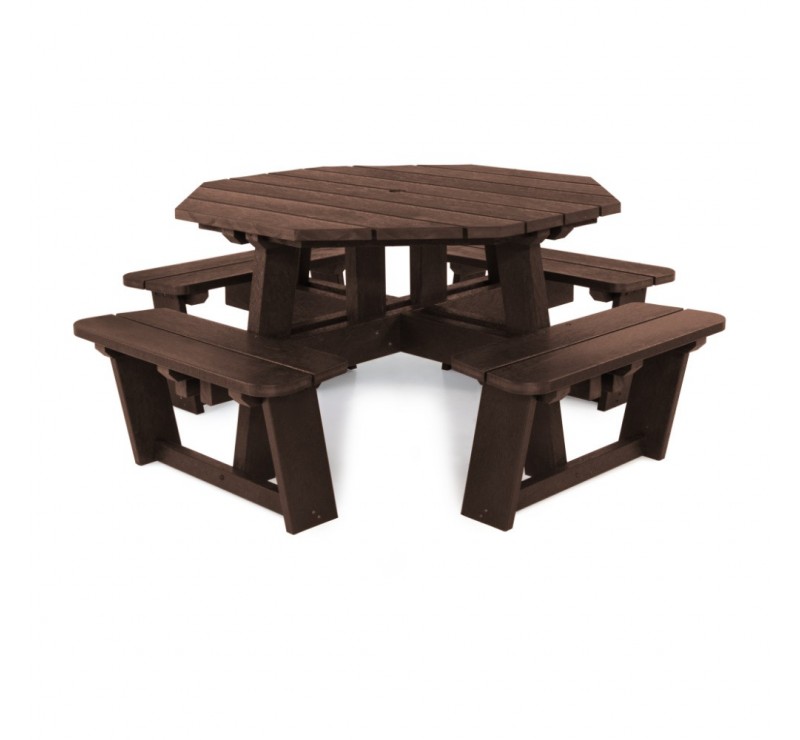 Table de pique-nique octogonale en plastique recyclé Brun Table de pique-nique octogonale en plastique recyclé Brun