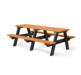 Table pique-nique en plastique recyclé orange 8 places