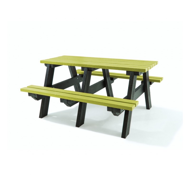 Table pique-nique en plastique recyclé Vert citron 8 places Table pique-nique en plastique recyclé Vert citron 8 places