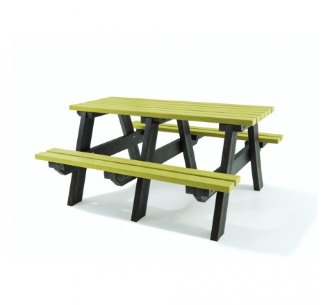Table pique-nique en plastique recyclé Vert citron 8 places