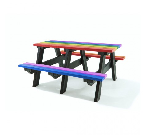 Table pique-nique en plastique recyclé Multicolore 8 places